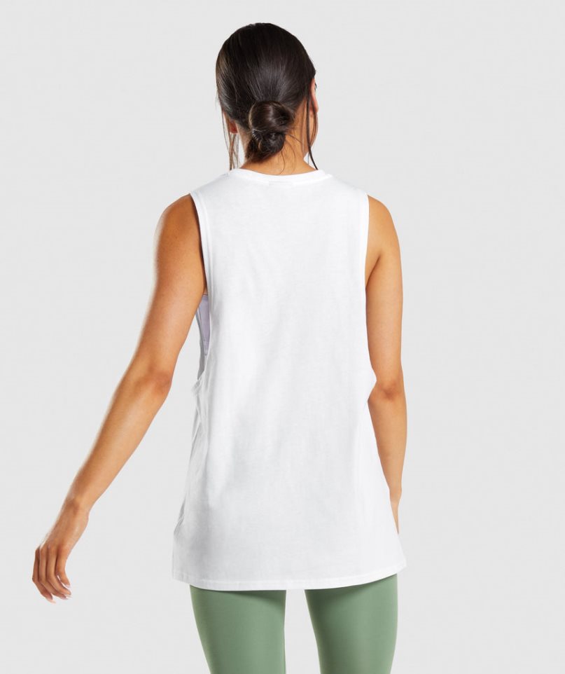 Women's Gymshark Training Drop Arm Tanks White | CA 6A3187